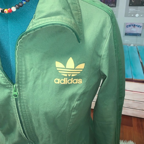 vintage green adidas zip up dress - Picture 2 of 4